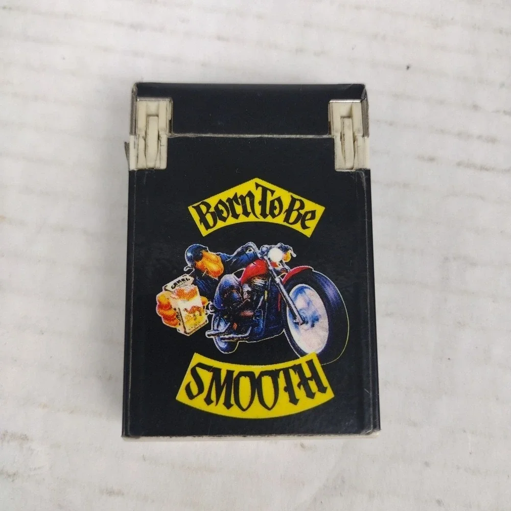 VTG CAMEL Y2K Motorcycle Joe 90's Born to be Smooth Black Flip-Top Lighter